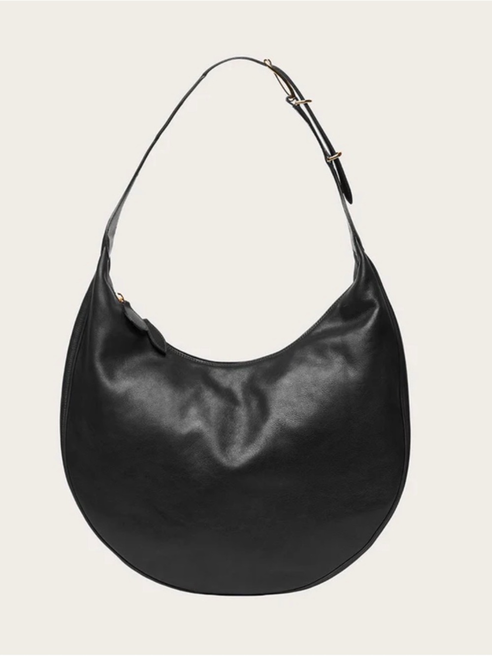Liffner Moon Hobo Black Leather Adjustable Shoulder Bag / Crossbody